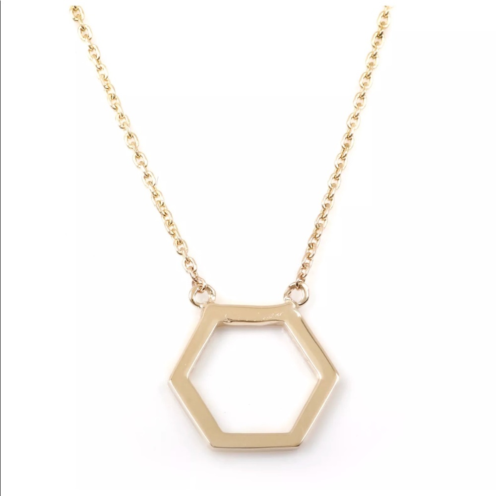 Hexagon geometric in 14k yellow gold necklace 16”